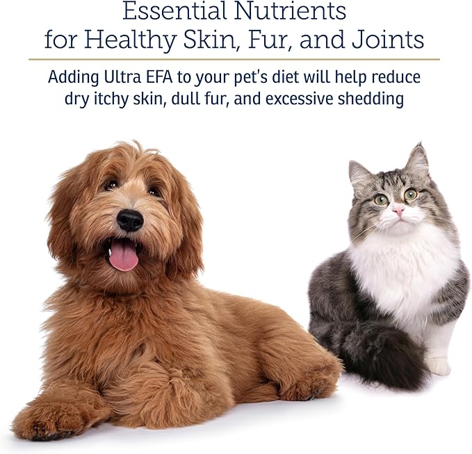 Rx Vitamins Ultra EFA Omega 3 Fish Oil for Dogs &amp; Cats - Promotes Heart, Brain, and Joint Health with Vitamin E, Biotin, and Zinc - Liquid Fish Oil for Itch Relief, Dog Shedding, Coat Health - 8 oz