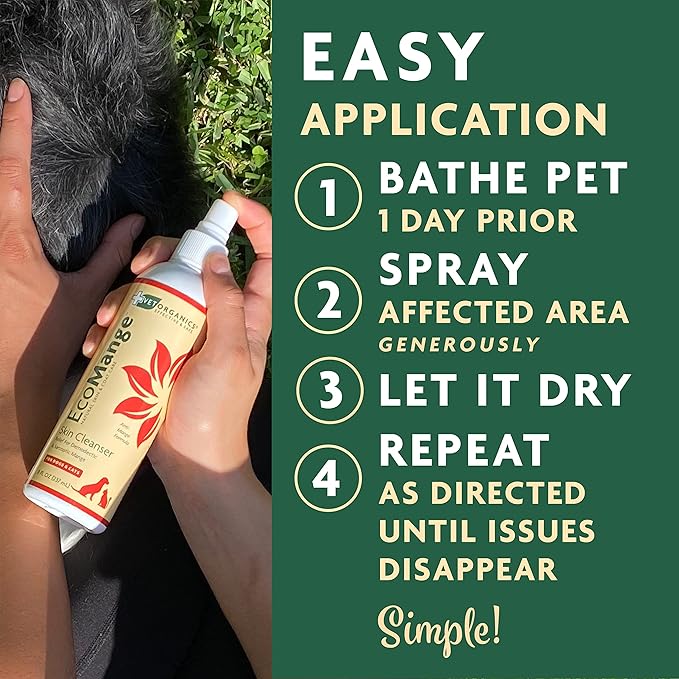 EcoMange Mange Relief for Dogs &amp; Cats – 8 Oz. Cat &amp; Dog Itch Relief, Sarcoptic &amp; Demodectic Mite Spray – Herbal Extract &amp; Essential Oil Itch Relief for Dogs – Natural Cat &amp; Dog Sprays by Vet Organics