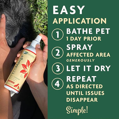 EcoMange Mange Relief for Dogs &amp; Cats – 8 Oz. Cat &amp; Dog Itch Relief, Sarcoptic &amp; Demodectic Mite Spray – Herbal Extract &amp; Essential Oil Itch Relief for Dogs – Natural Cat &amp; Dog Sprays by Vet Organics