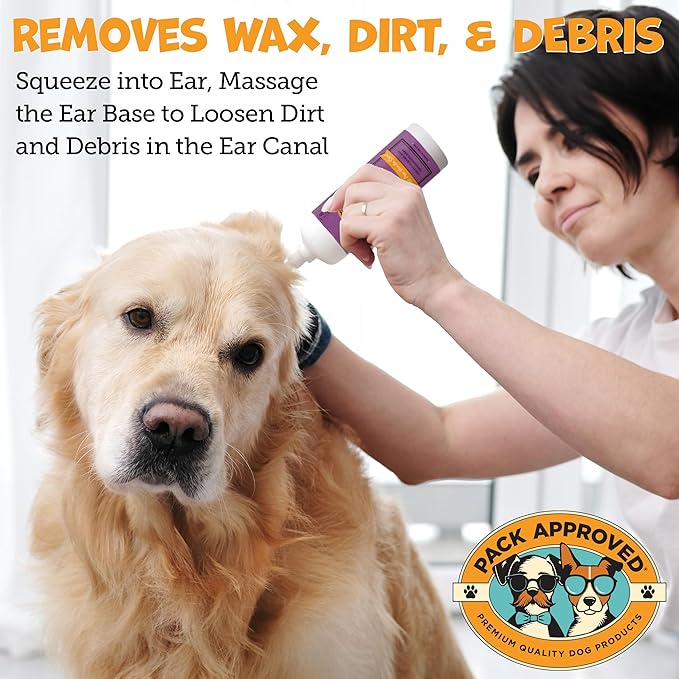 Cat &amp; Dog Ear Cleaning Solution - Helps Remove Wax, Debris, and Dirt - Non-Stinging, Non-Burning Daily Use Formula - Cat &amp; Dog Ear Wash for Itchy Ears - Sweet Pea &amp; Vanilla Scent (8oz)