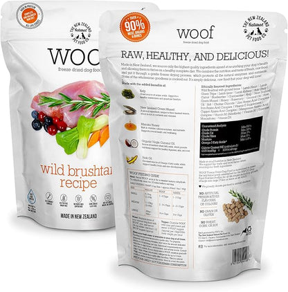 WOOF Freeze Dried Dog Food - Wild Brushtail Recipe, High Protein Dog Treats, Dog Food Toppers &amp; Meals, 2.2 lb