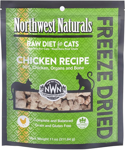 Northwest Naturals Freeze-Dried Chicken Cat &amp; Kitten Food – Bite-Sized Nibbles – Healthy, Limited, Human-Grade Ingredients, All-Natural, High-Protein Raw Diet – Complete &amp; Balanced, Made in USA, 11 oz