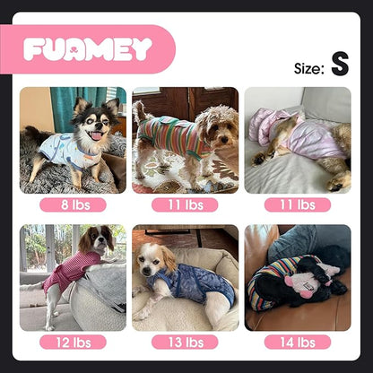 FUAMEY Recovery Suit for Dogs After Surgery,Soft Breathable Dog Bodysuit E-Collar &amp; Cone Alternative Surgical Suit,Male Female Dog Neuter Spay Suits Anti Licking Wounds Onesie Dark Blue Stripes S