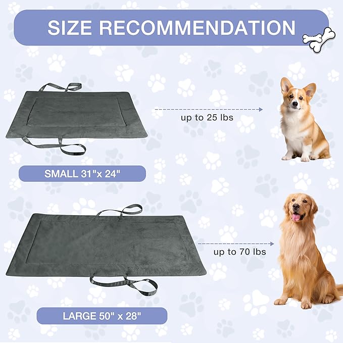 Kritter Planet Waterproof Foldable Dog Bed Pad for Camping &amp; Travel, Portable Roll-Up Dog Bed Car Seat Pet Cushion Mat with Handles for Small &amp; Medium Dogs, Indoor &amp; Outdoor Use