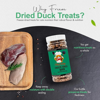 Freeze-Dried Duck Treats for Cats &amp; Dogs – 100% Human Grade, Single Ingredient, High-Protein, Healthy Snack – No Additives or Preservatives – 1.5oz - Inspected &amp; Tested in USA