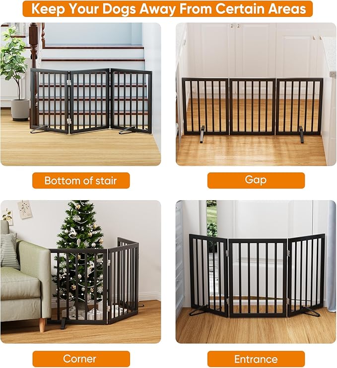 Black 18-55" Foldable Pet Gate for Stairs &amp; Doorways, Puppy Gate Fence