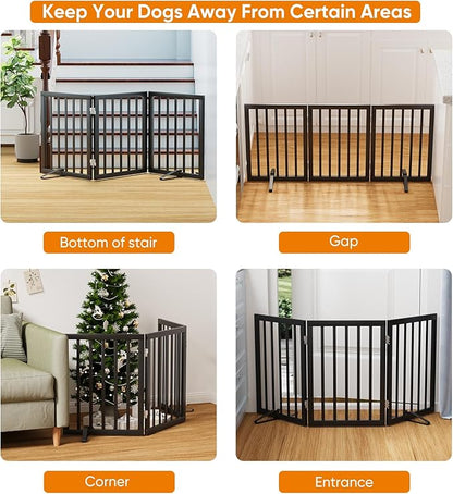 Black 18-55" Foldable Pet Gate for Stairs &amp; Doorways, Puppy Gate Fence