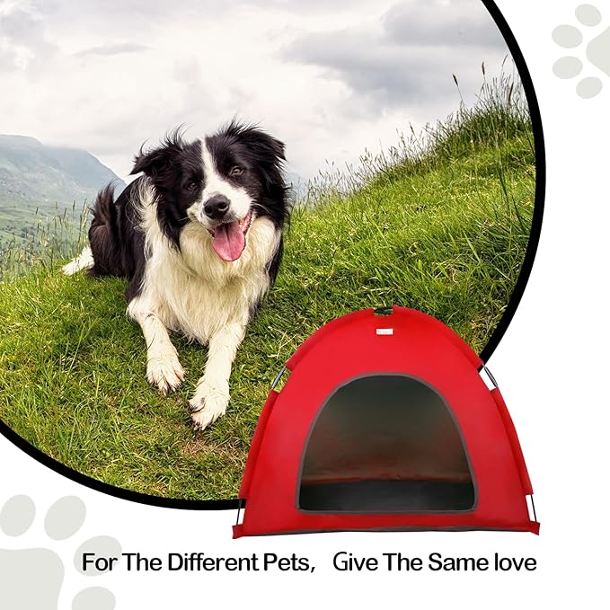Red, Large Cat &amp; Dog Waterproof Tent House - Washable Indoor/Outdoor Bed, Cave Nest for Small Pets