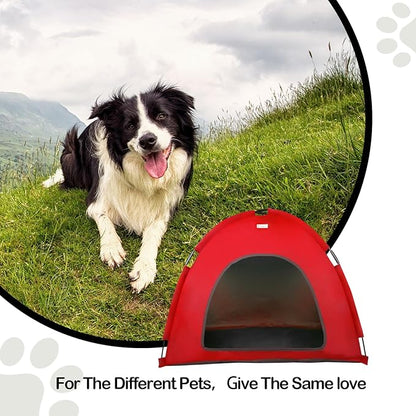 Red, Large Cat &amp; Dog Waterproof Tent House - Washable Indoor/Outdoor Bed, Cave Nest for Small Pets