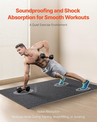 VEVOR 0.56 Inch Thick Gym Floor Tiles, 6 Tiles Rubber Top with EVA Foam, 25" x 25" Gym Flooring Workout Mats with 25 sq.ft Coverage, Interlocking Puzzle Gym Mats for Gym, Home, Garage, Black &amp; White