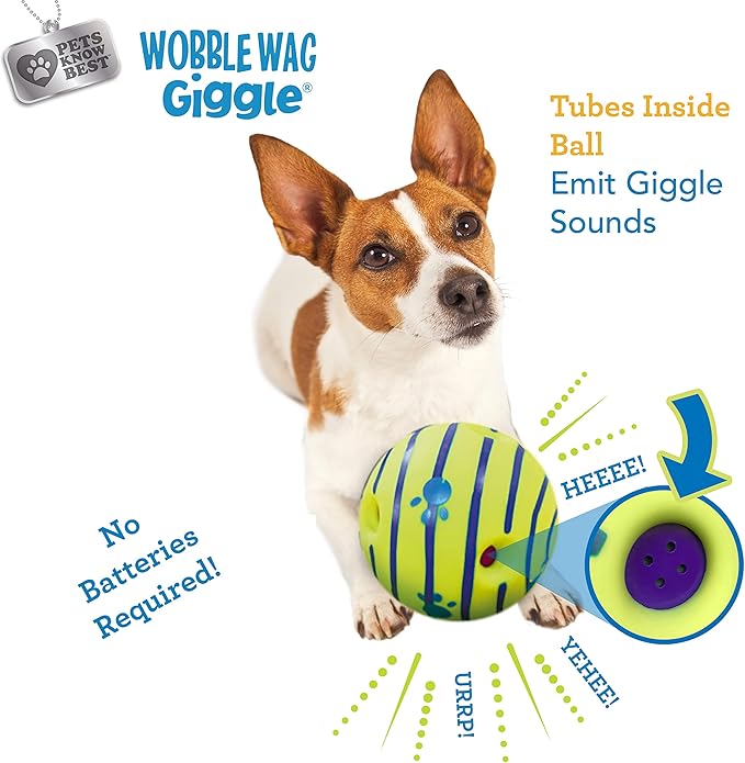 Wobble Wag Giggle &amp; Glow | Rolling Enrichment Toy for Fun Playtime, Interactive Play for Indoor or Outdoor, Keeps Dogs &amp; Puppies Large, Medium or Small Busy &amp; Moving, As Seen on TV | Pack of 2