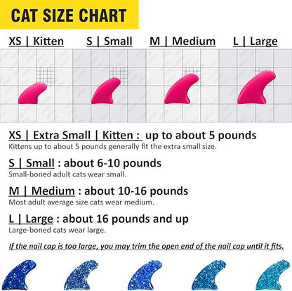 zetpo 100 pcs Cat Nail Caps | Cat Claw Covers | with Adhesives and Applicators (S, 5X Blue Glitter Shades)