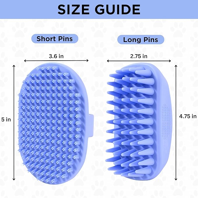 Dog Grooming Bath Brush, Pet Rubber Brush For Shower Scrubbing &amp; Soothing Massage, Ideal for Long &amp; Short Haired Dogs and Cats, Essential Puppy Grooming Accessories, 2 PACK [We Love Doodles]