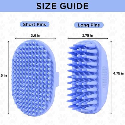 Dog Grooming Bath Brush, Pet Rubber Brush For Shower Scrubbing &amp; Soothing Massage, Ideal for Long &amp; Short Haired Dogs and Cats, Essential Puppy Grooming Accessories, 2 PACK [We Love Doodles]