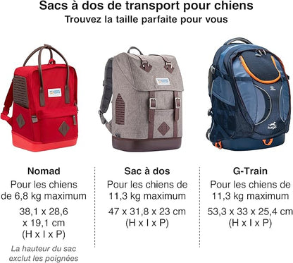 Kurgo Dog Carrier Backpack for Small Pets - Dogs &amp; Cats | TSA Airline Approved | Cat | Hiking or Travel | Waterproof Bottom | G-Train | Ruck Sack | Heather Grey