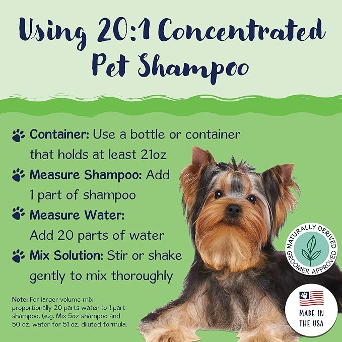 Bobbi Panter Dog Shampoo and Conditioner - Made in USA - All Natural 2-in-1 Formula for Nourish, Detangle &amp; Reduce Shedding - Concentrated 10:1 for Professional Groomers - Pear Scent, 13 Oz