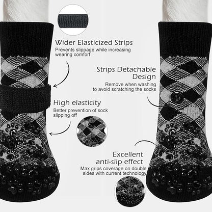 EXPAWLORER Anti Slip Dog Socks to Prevent Licking Paws, Dog Shoes for Hot Pavement, Dog Booties for Small Medium Large Senior Dogs, Traction Control Boots &amp; Paw Protectors for Hardwood Floors