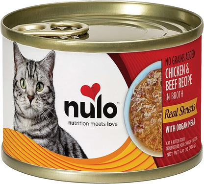 Nulo Real Shreds with Organ Meat Wet Canned Cat Food, Chicken &amp; Beef, 6.0 Ounce, 8 Cans