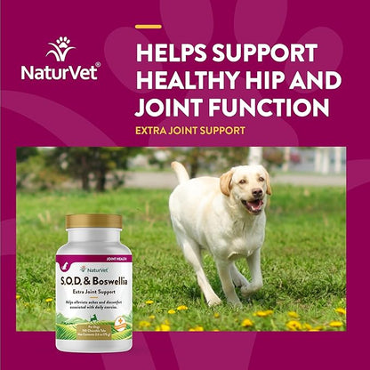 NaturVet S.O.D. &amp; Boswellia Extra Joint Support Dog Supplement – Dog Hip Supplement – Helps Alleviate Aches, Pain – for Dog Flexibility, Healthy Joint Function – 150 Ct. Chewable Tablets