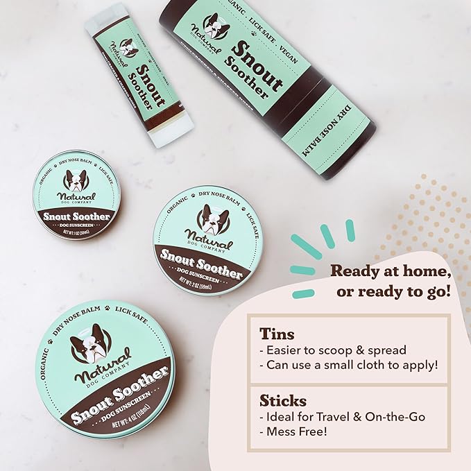 Natural Dog Company Snout Soother, Dog Nose Balm, Wax &amp; Cream for Dry, Cracked Noses, Heals &amp; Moisturizes with Shea Butter &amp; Coconut Oil, Lick-Safe Nose Butter, Made in USA, 1 oz. Tin