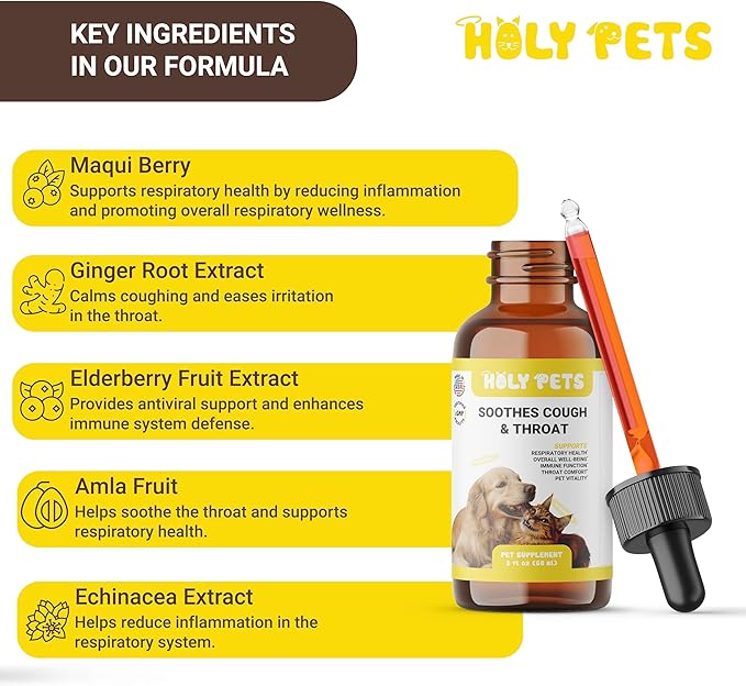 Cough Medicine for Dogs &amp; Cats, Respiratory Infection Support - Sneezing Relief &amp; Kennel Cough Treatment - Pet Asthma Support - Made with Natural Ingredients in The USA