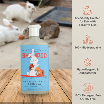 JR Liggett’s Natural Liquid Small Animal Shampoo for Sensitive Skin - 100% Detergent Free, Non-GMO &amp; Biodegradable - Tear-Free, Hypoallergenic Formula Soothes Dry Itchy Skin - 8.45 fl oz