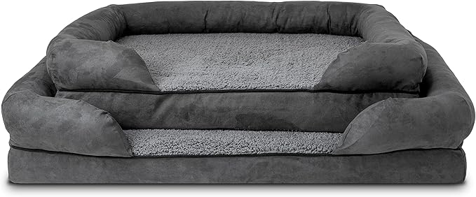 The Dog’s Bed, Large Grey Plush (no Logo), Memory Foam, Pain Relief: Arthritis, Hip &amp; Elbow Dysplasia, Post Surgery, Lameness, Supportive, Calming, Waterproof Washable Cover, Veterinary Approved