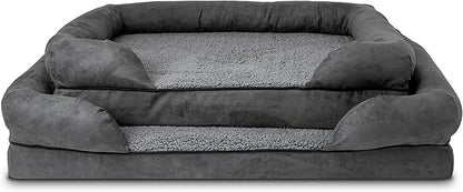 The Dog’s Bed, Large Grey Plush (no Logo), Memory Foam, Pain Relief: Arthritis, Hip &amp; Elbow Dysplasia, Post Surgery, Lameness, Supportive, Calming, Waterproof Washable Cover, Veterinary Approved