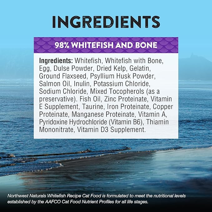 Northwest Naturals Freeze-Dried Whitefish Cat &amp; Kitten Food – Bite-Sized Nibbles, Healthy, Limited, Human-Grade Ingredients, All-Natural, High-Protein Raw Diet, Complete &amp; Balanced, Grain-Free – 11 oz