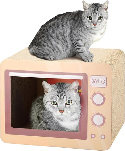 Oven Cat Scratcher Board - Durable Lounge Bed for Cats - Indoor Scratch Pad &amp; Play House - Corrugated Toy for Cat Birthday - 17.3L*13.4W*9.1H