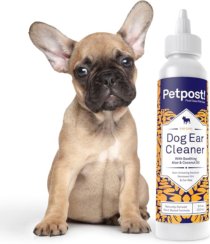 Petpost | Dog Ear Cleaner - Natural Coconut Oil Solution - Best Remedy for Odor - Dog Ear Problems - Chemical &amp; Irritant Free 8 oz.