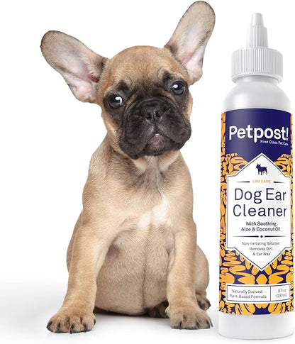 Petpost | Dog Ear Cleaner - Natural Coconut Oil Solution - Best Remedy for Odor - Dog Ear Problems - Chemical &amp; Irritant Free 8 oz.