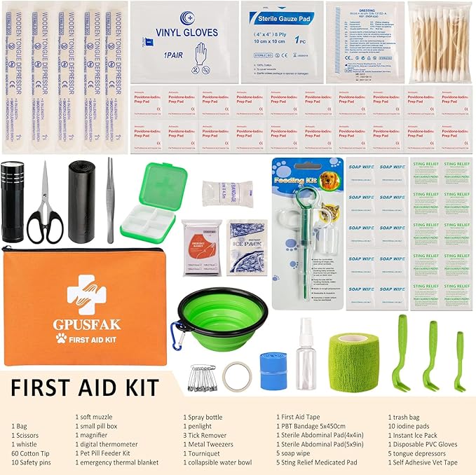 Pet First Aid Kit for Dogs &amp; Cats - Dog First Aid Kit Pet Emergency Kit with First Aid Supplies for Home Camping Hiking Traveling