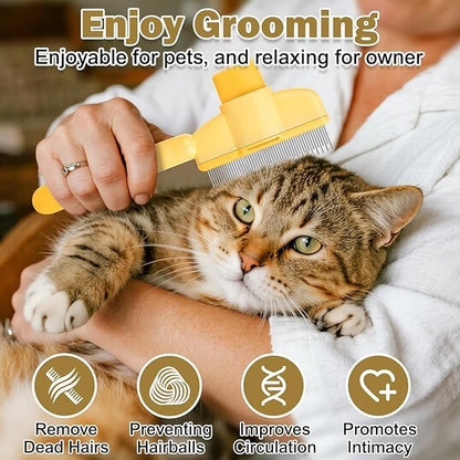 Cat Comb Dog Comb Pet Hair Removal Tool 6 Pack, Flea Combs for Cats and Dog, Grooming Brush with One-Click Self-Cleaning, Pet Grooming Supplies for Cats &amp; Dogs