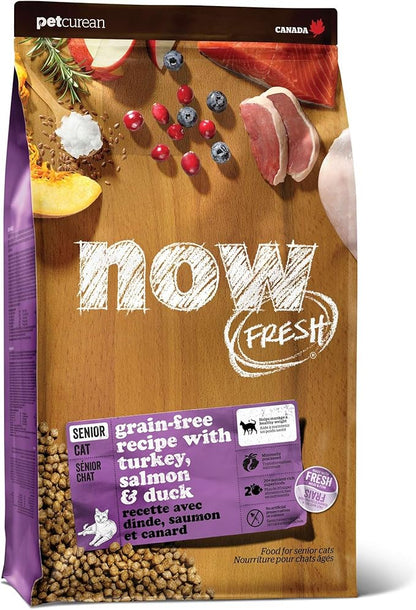 Now Fresh Grain-Free Senior Dry Cat Food with Turkey, Salmon &amp; Duck, Premium Kibble Made with Real Meat &amp; Fish, Chicken-Free Recipe, Supports Healthy Weight Management, 8 lb Bag
