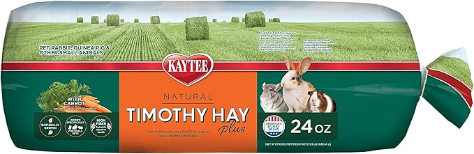 Kaytee Timothy Hay Plus Carrots for Pet Guinea Pigs, Rabbits &amp; Other Small Animals, 24 oz