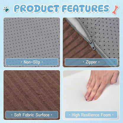 Dog Stairs &amp; Steps for High Beds, 2 Steps High Density Foam Waterproof Dog Ramp for Small Dogs and Cats, Pet Stairs with Washable Cover for Bed, Couch, Sofa and Car, Coffee (H: 11.8")