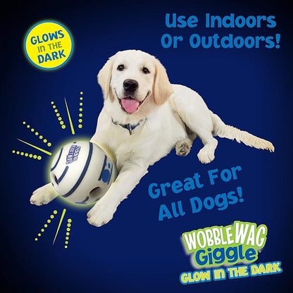 Wobble Wag Giggle Glow in The Dark | Rolling Enrichment Toy for Playtime, Interactive Play for Indoor or Outdoor, Keeps Dogs &amp; Puppies Large, Medium or Small Busy &amp; Moving, As Seen on TV | Pack of 1