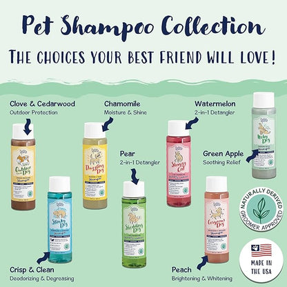 Bobbi Panter Dog Shampoo - Made in USA - All Natural Formula for Itch Relief &amp; Soothing Skins, Concentrated 16:1 for Professional Groomers - Green Apple Scent, 13 Oz