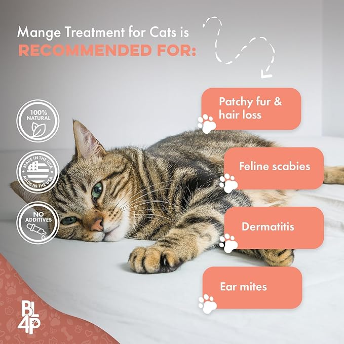 Mange Treatment for Cats, Natural Ear Mite Treatment &amp; Cat Itchy Skin Relief, Helps with Welts, Scabs, Feline Dandruff, Shedding, Excessive Grooming and General Fur and Coat Care, 400 Odorless Pills
