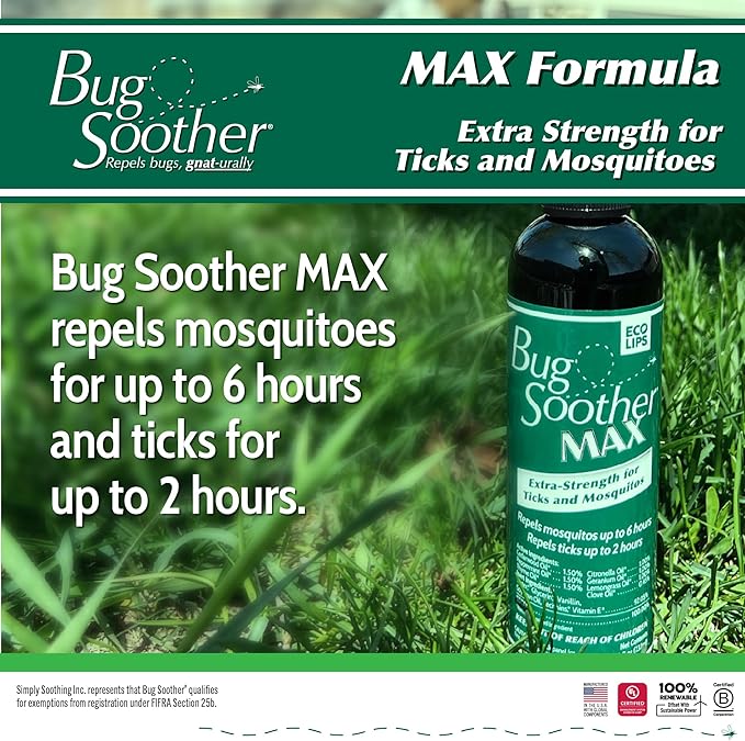 Bug Soother Max - Extra Strength Natural Gnat, Tick, and Mosquito Repellent, 4 fl oz Bug Spray Deterrent - DEET-Free - Safe for Adults &amp; The Environment - Made in USA