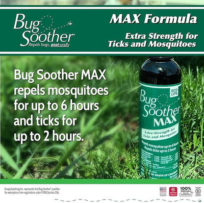 Bug Soother Max - Extra Strength Natural Gnat, Tick, and Mosquito Repellent, 4 fl oz Bug Spray Deterrent - DEET-Free - Safe for Adults &amp; The Environment - Made in USA