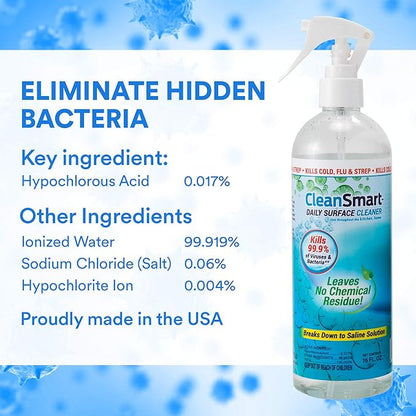 CleanSmart Daily Surface Spray Disinfectant, Kills 99.9% of Viruses, Bacteria, Mold &amp; Fungus, 16 oz Bottle (Pack of 3)