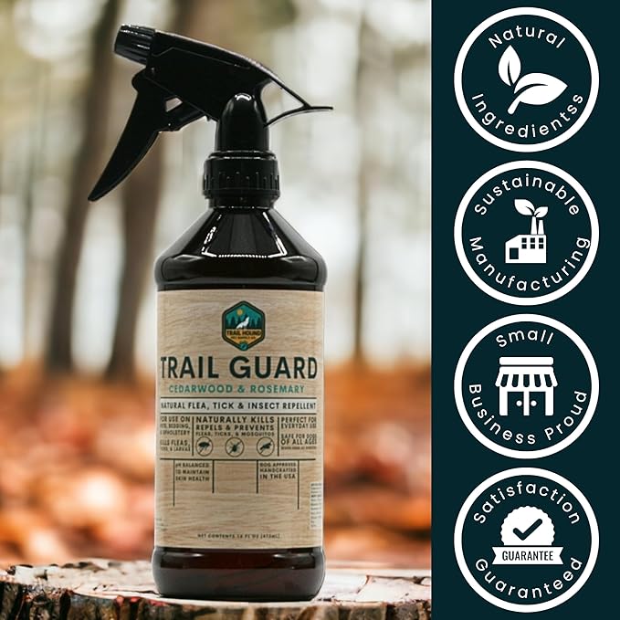 Trail Guard Natural Extra Strength Insect, Flea and Tick Spray for Dogs, Cats, People &amp; Home (16oz, Cedarwood &amp; Rosemary)