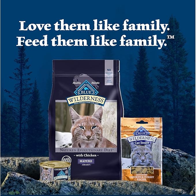 Blue Buffalo Wilderness High-Protein &amp; Grain-Free Wet Cat Food Paté for Adult Cats 7+, Made with Natural Ingredients, Chicken Recipe, 3-oz. Cans (24 Count)
