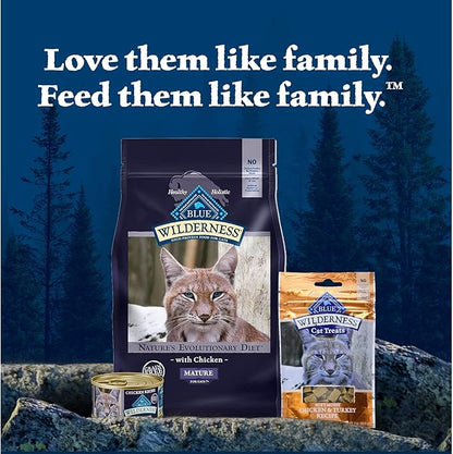 Blue Buffalo Wilderness High-Protein &amp; Grain-Free Wet Cat Food Paté for Adult Cats 7+, Made with Natural Ingredients, Chicken Recipe, 3-oz. Cans (24 Count)