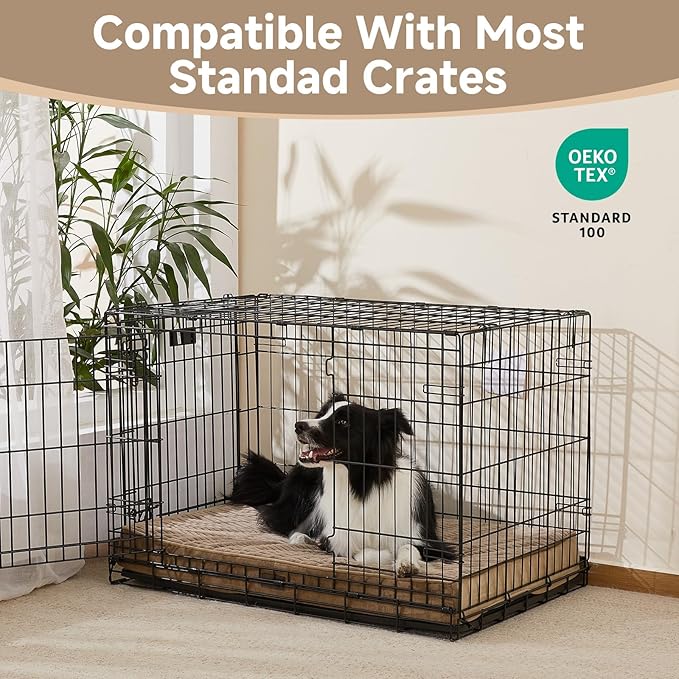 OhGeni Orthopedic Waterproof &amp; Machine Washable Dog Bed for Medium Large Pets, Suitable for Crates, Cat Mat with 25D Egg Crate Foam, Non-Slip Bottom &amp; Removable Cover, 35 Inches(Coffee)