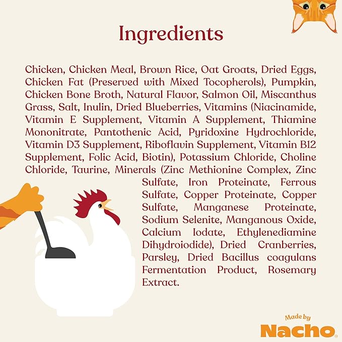 Made by Nacho Dry Cat Kibble 11lb Bag, High Protein and Grain-Friendly Premium Cat Food, Cage-Free Chicken &amp; Pumpkin Recipe, Infused with Bone Broth for Hydration, Limited Ingredients, Single Bag