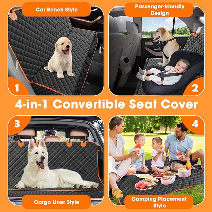 MIXJOY Dog Seat Cover for Back Seat Waterproof Dog Seat Covers for Cars, Car Seat Protector for Dogs, Nonslip Back Seat Cover for Trucks &amp; SUV