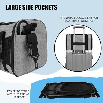 Carriers Soft-Sided Pet Carrier Case for Small Medium Cats Dogs Puppy Under 15 lbs,Airline Approved Cat Carrier with 4 Ventilated Windows (Medium,Grey&amp;Black)